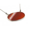 Colier statement mid-century decorat cu un spectaculos agat carnelian | manufactură în argint | Franța cca 1960