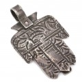 Veche amuletă pectorală Khamsa manufacturată în argint | Tunisia secol XIX