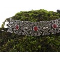 Brăţară Art Deco din argint decorat cu anturaje de carnelian natural și incrustații de marcasite | cca. 1940 Germania