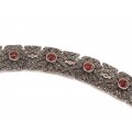 Brăţară Art Deco din argint decorat cu anturaje de carnelian natural și incrustații de marcasite | cca. 1940 Germania