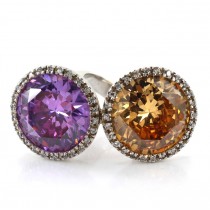 Opulent inel statement contemporary decorat cu două impresionante cristale Bohemia | anii 2010