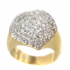 Elegant inel cocktail din argint aurit incrustat cu o bogată suită de cristale zirconium | atelier Claudio Ivano cca 1990 Elegant inel cocktail din argint aurit incrustat cu o bogată suită de cristale zirconium | atelier Claudio Ivano cca 1990