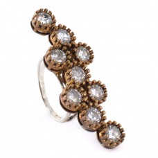 Inel statement din argint cu acccente aurite & cristale zirconium | Christmas Sparkle Inel statement din argint cu acccente aurite & cristale zirconium | Christmas Sparkle
