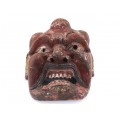 Mască japoneză de teatru Gigaku | Konron | lemn sculptat și pictat | perioadă Edo cca. 1800 - 1850