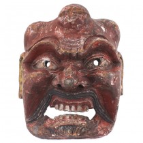 Mască japoneză de teatru Gigaku | Konron | lemn sculptat și pictat | perioadă Edo cca. 1800 - 1850