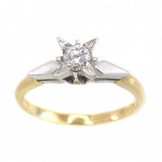 Inel solitar din aur 18 k cu diamant natural 0,27 CT | Marea Britanie | 1975 Inel solitar din aur 18 k cu diamant natural 0,27 CT | Marea Britanie | 1975