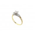 Inel solitar din aur 18 k cu diamant natural 0,27 CT | Marea Britanie | 1975