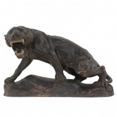 Statuetă Art Deco reprezentând o leoaică | spelter patinat | sculptor Thomas Cartier | Franța 1925 Statuetă Art Deco reprezentând o leoaică | spelter patinat | sculptor Thomas Cartier | Franța 1925