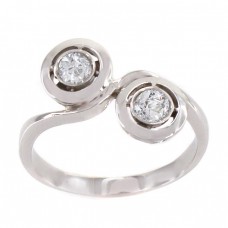 Inel „Toi et Moi” din aur alb 18 k și diamante naturale 0,56 CT | cca. 1960 Marea Britanie Inel „Toi et Moi” din aur alb 18 k și diamante naturale 0,56 CT | cca. 1960 Marea Britanie