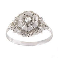 Rafinat inel Art Deco din aur alb decorat cu diamant natural | cca 1935 Rafinat inel Art Deco din aur alb decorat cu diamant natural | cca 1935
