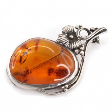 Broşă vintage în stil Art Nouveau decorată cu un spectaculos specimen de chihlimbar natural | manufactură în argint | Polonia Broşă vintage în stil Art Nouveau decorată cu un spectaculos specimen de chihlimbar natural | manufactură în argint | Polonia