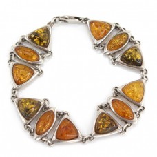 Brăţară modernistă din argint decorat cu anturaje de chihlimbar baltic natural & rășină | Polonia Brăţară modernistă din argint decorat cu anturaje de chihlimbar baltic natural & rășină | Polonia