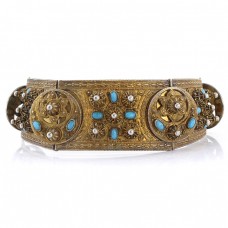 Impresionantă pafta caucaziană manufacturată în aliaj de argint aurit | Rusia imperială cca. 1900 Impresionantă pafta caucaziană manufacturată în aliaj de argint aurit | Rusia imperială cca. 1900