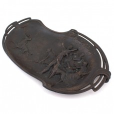 Impresionant vide-poche Art Nouveau realizat din bronz patinat | Diana la vânătoare | piesă semnată Impresionant vide-poche Art Nouveau realizat din bronz patinat | Diana la vânătoare | piesă semnată