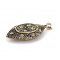 Pandant locket victorian tip vinaigrette manufacturat în aur 15 k și argint decorat cu safire naturale | Marea Britanie cca.1850