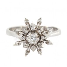 Inel "Fulg de zăpadă " din aur alb 18k decorat cu diamante naturale 0,26 CT | Statele Unite Inel "Fulg de zăpadă " din aur alb 18k decorat cu diamante naturale 0,26 CT | Statele Unite