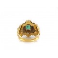 Inel statement Etruscan Revival din aur 18 k decorat cu smarald natural 0.74 CT | cca. 1950