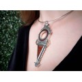 Colier choker decorat cu o spectaculoasă amuletă tuaregă | manufactură unicat în argint & carneol | colecția Ancient Symbols 2020