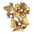 Impresionantă broșă vintage din argint aurit & decorat cu perle de Mallorca | Spania cca.1960