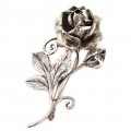 Superbă broșă statement din argint stilizată sub forma unui fir de trandafir | manufactură de atelier american | cca.1960