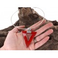 Colier choker din argint accesorizat cu pandant statement realizat din coral natural Porifera