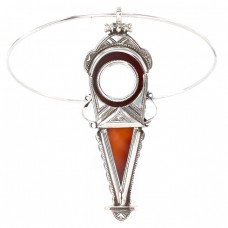 Colier choker cu amuletă statement din argint & carneol natural | Tanfouk | Niger Colier choker cu amuletă statement din argint & carneol natural | Tanfouk | Niger