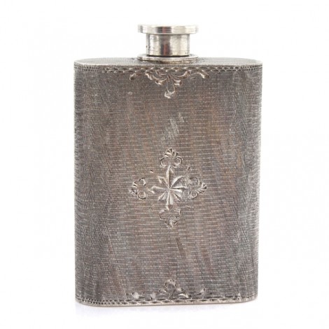 Flacon din argint pentru parfum minuțios decorat prin gravare manuală | Italia cca.1950
