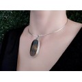 Colier choker cu pandant statement din argint și pietersit natural | Indonezia