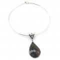 Choker din argint accesorizat cu un impresionant pandant statement de labradorit natural | Indonezia