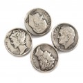 Butoni vintage din argint decorați cu monede americane | One Dime | cca.1960
