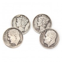 Butoni vintage din argint decorați cu monede americane | One Dime | cca.1960