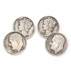 Butoni vintage din argint decorați cu monede americane | One Dime | cca.1960 Butoni vintage din argint decorați cu monede americane | One Dime | cca.1960