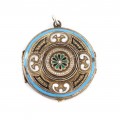 Pandant victorian locket vinaigrette splendid manufacturat în argint emailat și aurit | secol XIX 