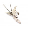 Colier cu pandant dragon din argint & granat natural | designer Cristopher M Jupp | Statele Unite 1986