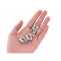 Set de bijuterii moderniste din argint decorat cu anturaje de coral natural | cercei clips & inel reglabil 