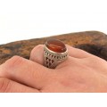 Vechi inel persan din argint & carneol natural | manufactură de artizan iranian | cca. 1940 -1960