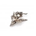 Broșă vintage stilizată sub forma unei flori de crin | manufactură în argint & perlă de cultură | cca.1960