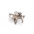 Broșă vintage stilizată sub forma unei flori de crin | manufactură în argint & perlă de cultură | cca.1960