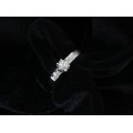 Inel Art Deco din aur alb 18 K decorat cu diamante naturale 0.31 ct | anii '40