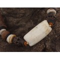 Colier statement decorat cu dinte de hipopotam și ceramică antică africană | Djenne  - Mali | colecția Ancient Beads by ArtAntik Gallery 