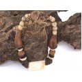 Colier statement decorat cu dinte de hipopotam și ceramică antică africană | Djenne  - Mali | colecția Ancient Beads by ArtAntik Gallery 