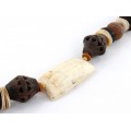 Colier statement decorat cu dinte de hipopotam și ceramică antică africană | Djenne  - Mali | colecția Ancient Beads by ArtAntik Gallery 