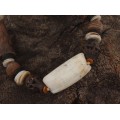 Colier statement decorat cu dinte de hipopotam și ceramică antică africană | Djenne  - Mali | colecția Ancient Beads by ArtAntik Gallery 