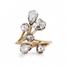 Inel Art Nouveau decorat cu diamante naturale 1.5 CT | manufactură în aur 18K și argint | Franța cca. 1890 -1910 Inel Art Nouveau decorat cu diamante naturale 1.5 CT | manufactură în aur 18K și argint | Franța cca. 1890 -1910