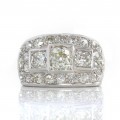 Inel Art Deco din platină cu diamante naturale 3.3 CT | diamant central 1 CT | cca. 1920 -1930