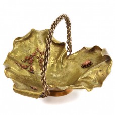 Spectaculos coș japonez Art Nouveau pentru aranjamente ikebana  | bronz aurit & cuprat | perioadă Meiji | cca.1900 Spectaculos coș japonez Art Nouveau pentru aranjamente ikebana  | bronz aurit & cuprat | perioadă Meiji | cca.1900