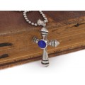 Colier cu pandant religios modernist din argint decorat cu lapis lazuli | manufactură de atelier britanic | anii 2000