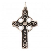 Pandant cruce celtică din argint patinat niello | Triquetra  - Triskelion | Marea Britanie