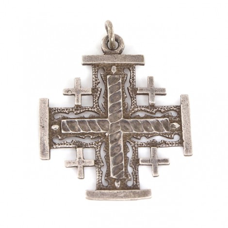 Pandant Crucea Ierusalim din argint | manufactură de atelier israelian | cca. 1970