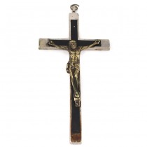 Vechi crucifix preoțesc din bronz argintat și lemn de  abanos | Franța cca.1900 - 1920